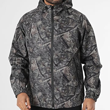 Ikao - Veste Zippée Capuche Vert Kaki Gris Noir