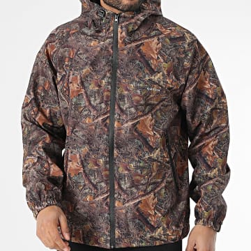Ikao - Veste Zippée Capuche Vert Kaki Marron