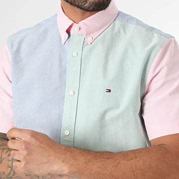 Tommy Hilfiger - Chemise Manches Courtes Heritage Oxford Club 7537 Rose Bleu Vert