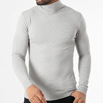 Uniplay - Pull Col Roulé Gris Chiné