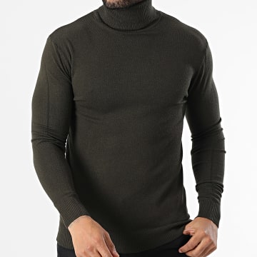 Uniplay - Pull Col Roulé Vert Kaki Foncé