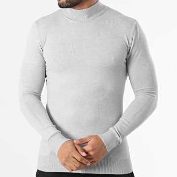 Uniplay - Pull Col Montant Gris Chiné