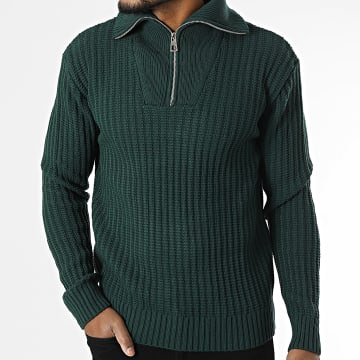Armita - Pullover mit Stehkragen und Reißverschluss Dunkelgrün