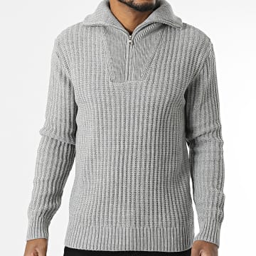 Armita - Pull Col Montant Zippé Gris