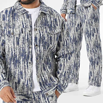 Frilivin - Ensemble Veste Et Pantalon Bleu Roi Blanc