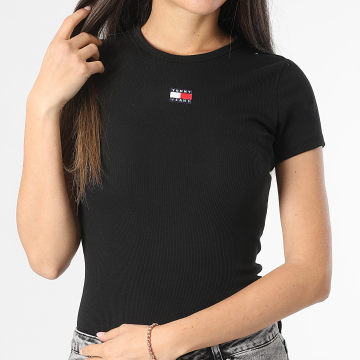 Tommy Jeans - Tee Shirt Slim Femme Badge 0463 Noir