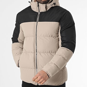Frilivin - Chaqueta beige con capucha negra