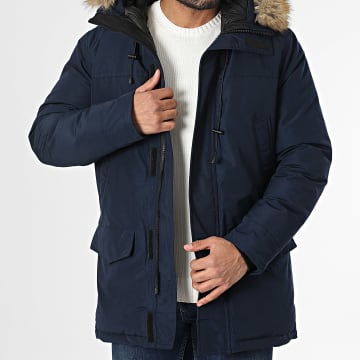 Frilivin - Parka Capuche Fourrure Bleu Marine