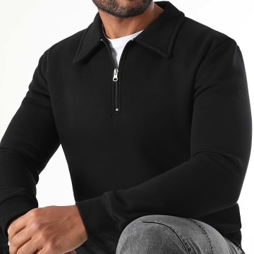 LBO - Sweat Col Polo Zippé 3646 Noir