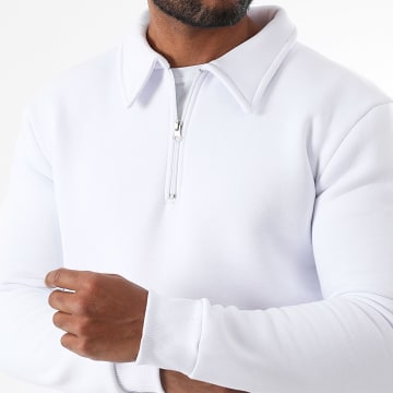 LBO - Zip Polo Hals Sweat Top 3647 Wit