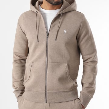 Polo Ralph Lauren - Sweat Zippé Capuche Original Player Taupe Chiné