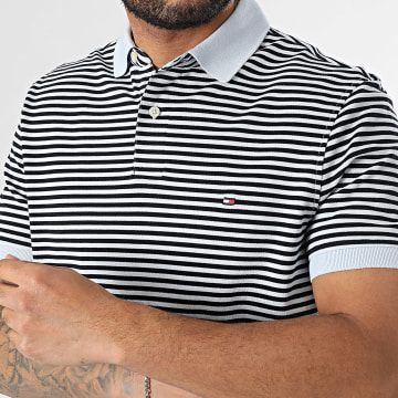 Tommy Hilfiger - Polo Manches Courtes A Rayures 1985 7770 Bleu Clair Noir
