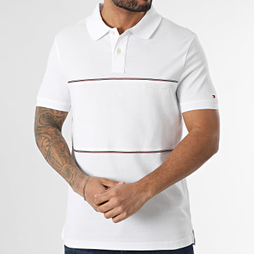 Tommy Hilfiger - Polo Manches Courtes Global Stripe Blocking 8125 Blanc
