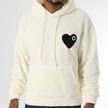 ADJ - Chic Hart Fleece Hoody Wit Zwart