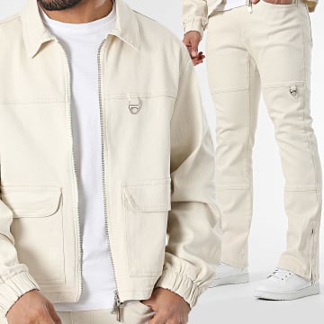 Ikao - Ensemble Veste Jean Zippée Et Jean Beige