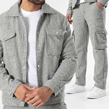 Ikao - Ensemble Veste Et Pantalon Cargo Gris Chiné