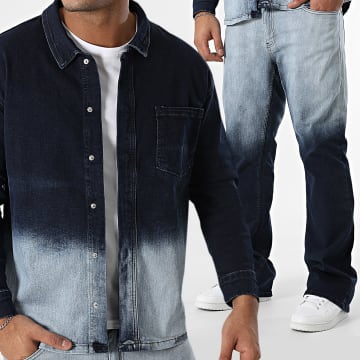 Ikao - Ensemble Surchemise Jean Et Jean Flare Bleu Wash Bleu Brut