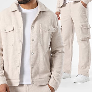 Ikao - Ensemble Veste Et Pantalon Cargo Beige Chiné