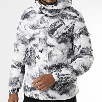 KZR - Doudoune Capuche Blanc Gris Anthracite