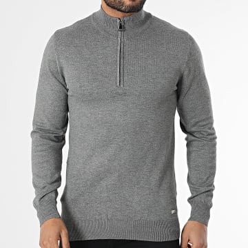 Zelys Paris - Pull Col Zippé Gris Chiné