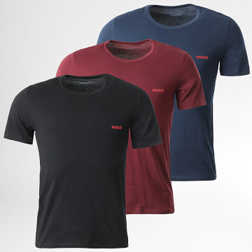 HUGO - Lote de 3 camisetas 50480088 Negro Azul marino Burdeos