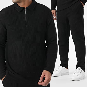 Ikao - Ensemble Polo Manches Longues Zippé Et Pantalon Jogging Noir