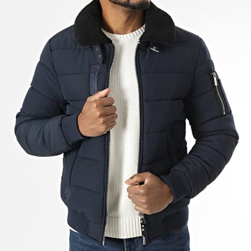 Kymaxx - Doudoune Col Mouton Bleu Marine