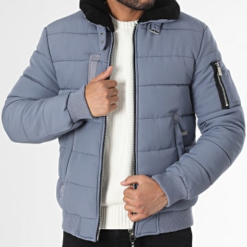 Kymaxx - Doudoune Col Mouton Bleu Clair
