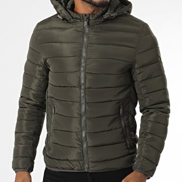 Kymaxx - Chaqueta con capucha verde caqui