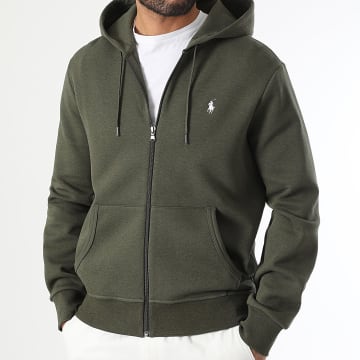 Polo Ralph Lauren - Sweat Zippé Capuche Original Player Vert Kaki Chiné