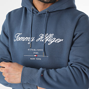 Tommy Hilfiger - Sweat Capuche Script Logo 3631 Bleu Marine