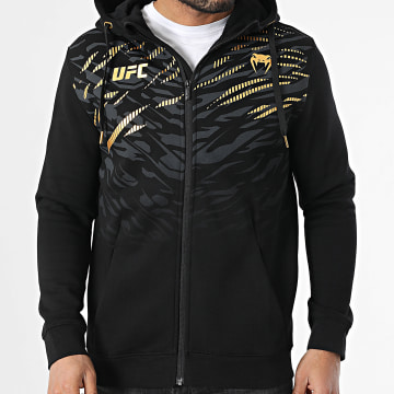 Venum - Sudadera con capucha y cremallera UFC Replica Negro Oro