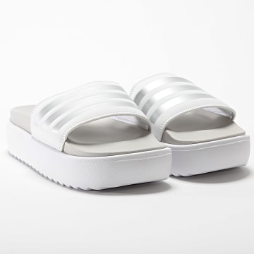 Adidas Sportswear - Claquettes Femme Adilette Platform IE9703 Blanc Argenté