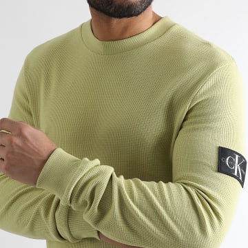 Calvin Klein - Sweat Crewneck Monogram Badge Waffle 3485 Vert