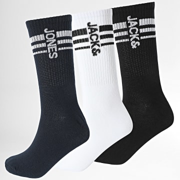 Jack And Jones - Lot De 3 Paires De Chaussettes Matt Blanc Bleu Marine Noir