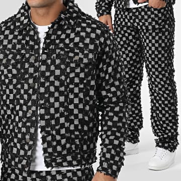 Uniplay - Conjunto de vaqueros y chaqueta en negro y gris