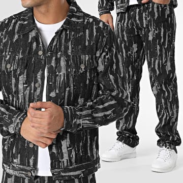 Uniplay - Ensemble Veste Jean Et Jean Noir Blanc