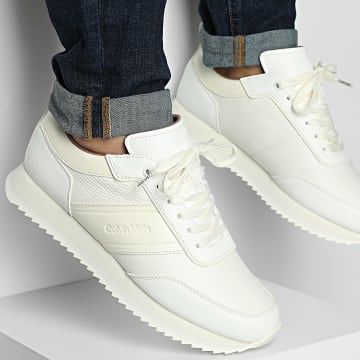Calvin Klein - Sneakers Low Top Lace Up Logo Leather 1654 White Marwhmallow