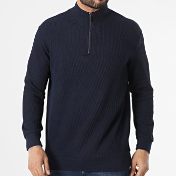 Classic Series - Pull Col Zippé Bleu Marine