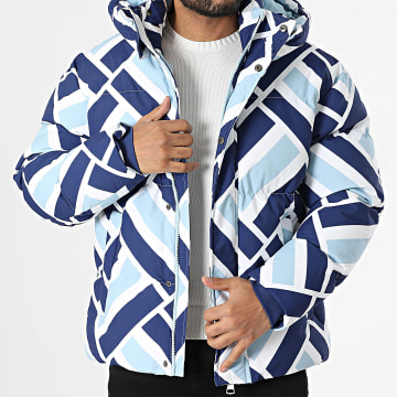 Frilivin - Blanco Azul claro Azul marino Chaqueta con capucha