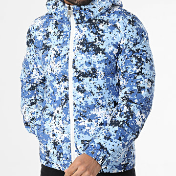 Frilivin - Chaqueta azul claro con capucha Camuflaje azul real