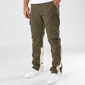 Frilivin - Pantalon Cargo Jean Vert Kaki