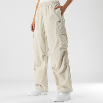 Lacoste - Pantalón Jogging Logo Cocodrilo Mujer Beige