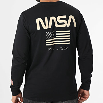NASA - Tee Shirt Manches Longues Rib Flag Born Noir Beige