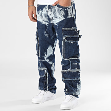 Uniplay - Pantalones vaqueros Cargo Azul Crudo Blanco