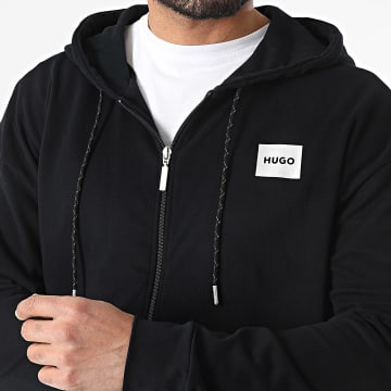HUGO - Sweat Zippé Capuche Silver Logo 50524766 Noir Argenté
