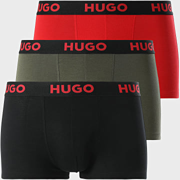HUGO - Lot De 3 Boxers 50496723 Noir Rouge Vert Kaki