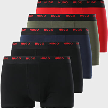 HUGO - Lot De 5 Boxers Five 50479944 Noir Rouge Vert Kaki Bleu Marine