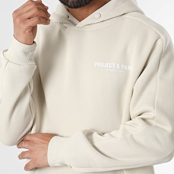 Project X Paris Felpa Con Cappuccio Donna In Velluto, Taglio Corto, Tasca A Marsupio E Ricamo Contrasto, 80% Cotone 20% Poliestere