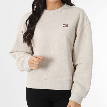 Tommy Jeans - Sweat Crewneck Femme Boxy Badge 9408 Beige Chiné
